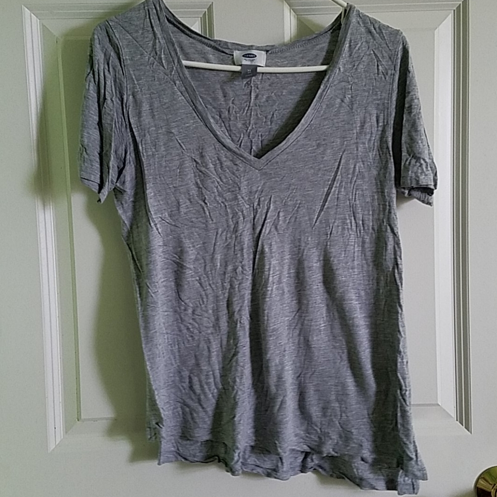 Gray V-Neck Top